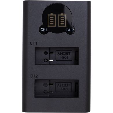 Купить Зарядное устройство с дисплеем PowerPlant GoPro DL-AHDBT901 для двух аккумуляторов (CH980352) в Украине