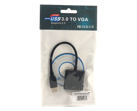 Купити Кабель-перехідник PowerPlant USB 3.0 M - VGA F (CA910380) в Україні