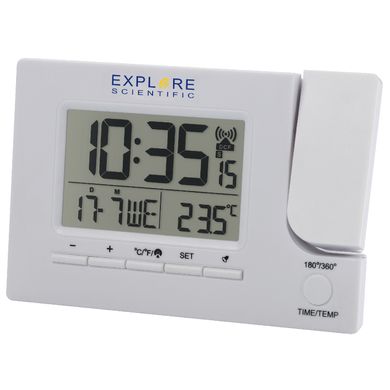 Купить Часы проекционные Explore Scientific Slim Projection RC Dual Alarm White (RDP1003GYELC2) в Украине