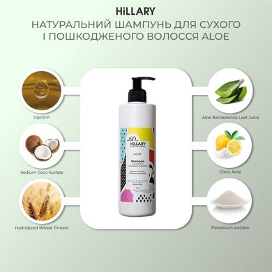 Купити Натуральний шампунь для сухого і пошкодженого волосся Hillary ALOE Shampoo, 500 мл в Україні