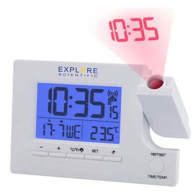 Купить Часы проекционные Explore Scientific Slim Projection RC Dual Alarm White (RDP1003GYELC2) в Украине