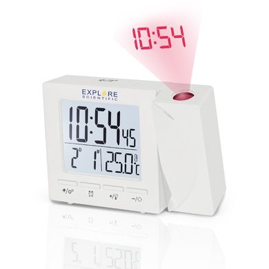 Купити Годинник проекційний Explore Scientific Projection RC Alarm White (RDP1001GYELC2) в Україні