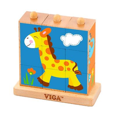 Купити Дерев'яні кубики Viga Toys Башта зі звірятами (50834) в Україні