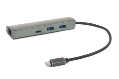Купити Перехідник PowerPlant Type-C - 2xUSB 3.0, Type-C USB 3.1, Gigabit Ethernet (CA910557) в Україні