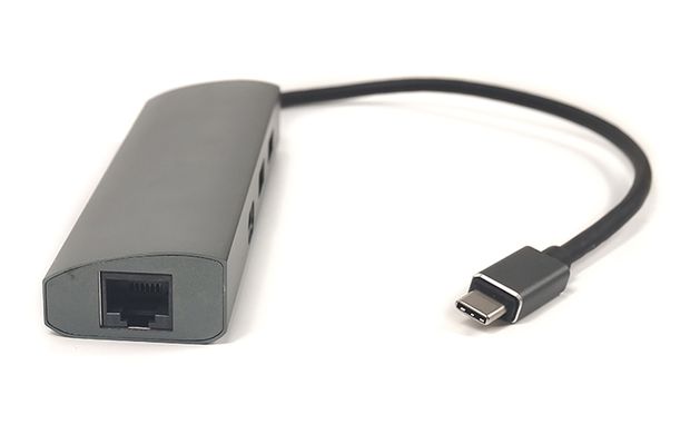 Купить Переходник PowerPlant Type-C – 2xUSB 3.0, Type-C USB 3.1, Gigabit Ethernet (CA910557) в Украине