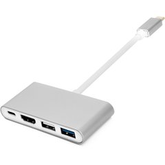 Купити Перехідник PowerPlant Type-C (M) - 4*USB 2.0/3.0, HDMI, Type-C (F) (CA911707) в Україні