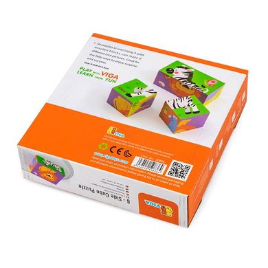 Купити Дерев'яні кубики-пазл Viga Toys Звірята (50836) в Україні