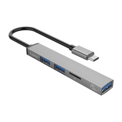Купити USB-хаб ORICO USB-A - USB3.0, 2xUSB2.0, TF (AH-A12F-GY-BP) (CA913770) в Україні