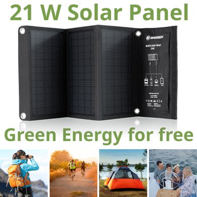Купити Портативний зарядний пристрій сонячна панель Bresser Mobile Solar Charger 21 Watt USB DC (3810030) в Україні