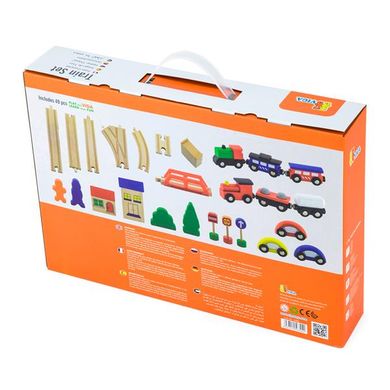 Купити Іграшкова залізниця Viga Toys дерев'яна 49 ел. (56304) в Україні