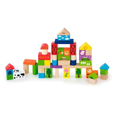 Купить Деревянные кубики Viga Toys Ферма, 50 шт., 3 см (50285) в Украине