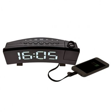 Купить LED часы настольные с FM-радио и проекцией TFA 60501502 USB, цифры белые в Украине