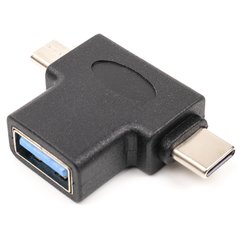 Купить Переходник PowerPlant USB 3.0 Type-C, microUSB (M) – USB 3.0 OTG AF (CA913121) в Украине