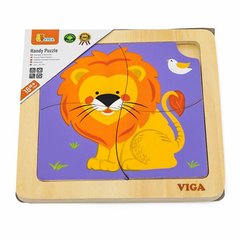 Купити Дерев'яний мініпазл Viga Toys Лев, 4 ел. (51316) в Україні