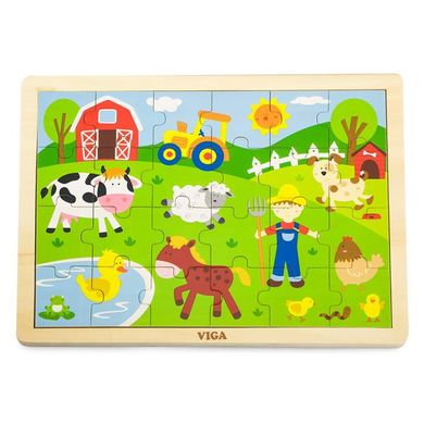 Купить Деревянный пазл Viga Toys Ферма, 24 эл. (50197) в Украине