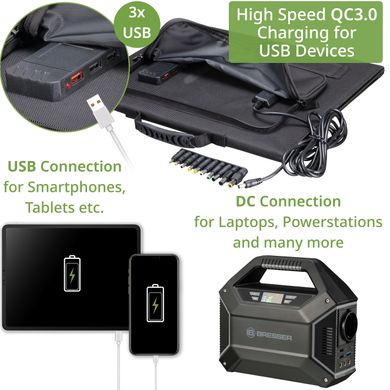 Купити Портативний зарядний пристрій сонячна панель Bresser Mobile Solar Charger 60 Watt USB DC (3810050) в Україні