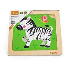 Купити Дерев'яний мініпазл Viga Toys Зебра, 4 ел. (51317) в Україні