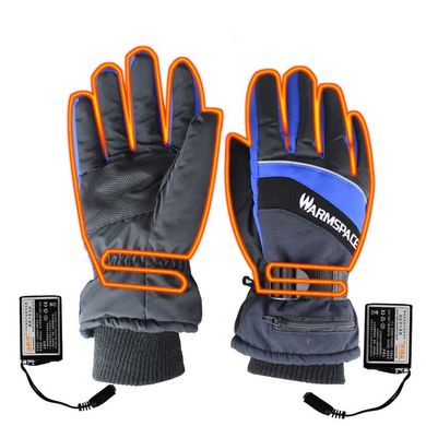 Купить Зимние перчатки с подогревом термо лыжные Luckstone Warmspace HE329 с аккумуляторами, размер L, синие в Украине