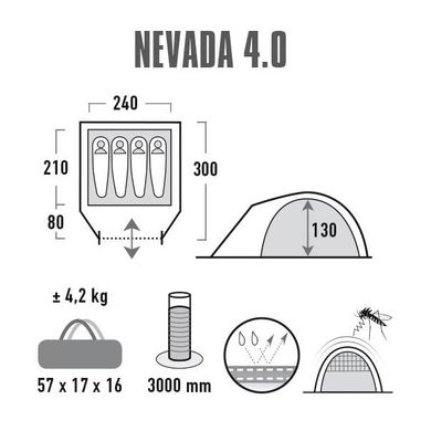 Купить Палатка High Peak Nevada 4.0 Nimbus Grey (10204) в Украине