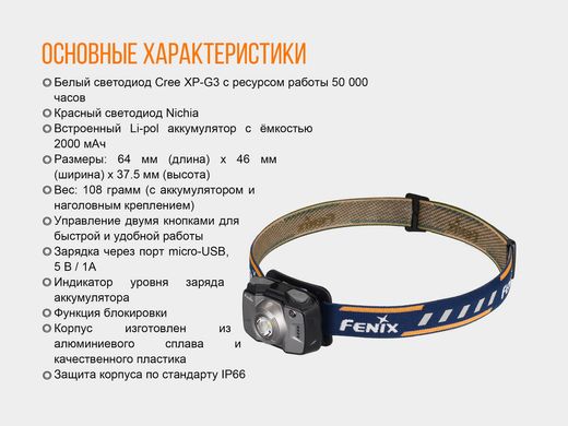 Купити Ліхтар налобний Fenix HL32R блакитний в Україні