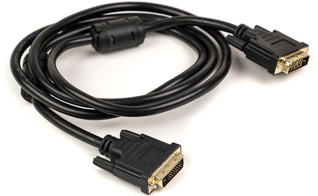 Купити Відео кабель PowerPlant DVI-D 24M-24M, 1.5m, Double ferrites, чорний (CA910854) в Україні