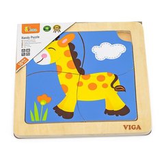 Купити Дерев'яний мініпазл Viga Toys Жираф, 4 ел. (51319) в Україні