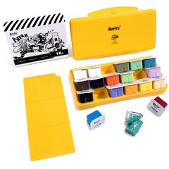 Купити Гуаш Arrtx 18 кольорів по 30 мл (AJG-001-18B), жовта коробка (LC302338) в Україні