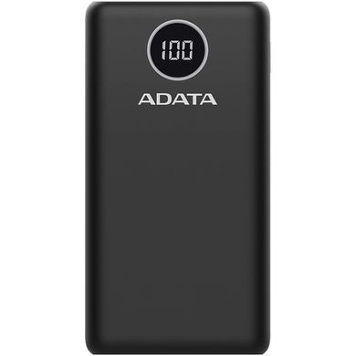 Купити Універсальна мобільна батарея ADATA P20000QCD 20000mAh, PD 18W, USB-C, 2xUSB QC 3.0, black (PB931033) в Україні