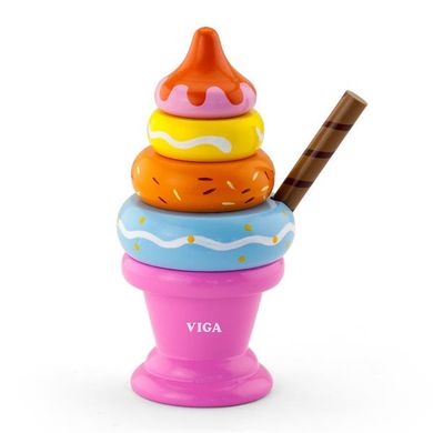 Купити Дерев'яна пірамідка Viga Toys Морозиво рожевий (51321) в Україні