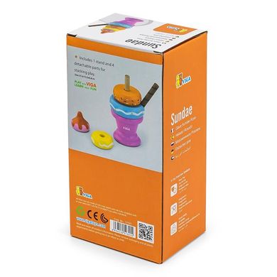 Купити Дерев'яна пірамідка Viga Toys Морозиво рожевий (51321) в Україні