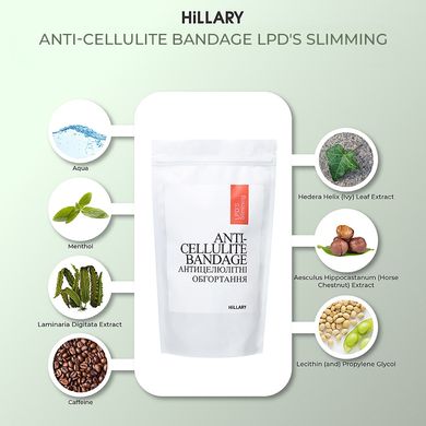 Купити Набір Антицелюлітні обгортання + рідина з розігрівальним ефектом Hillary Anti-cellulite Warming Effect (6 процедур) в Україні