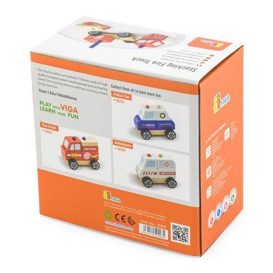 Купити Дерев'яна пірамідка Viga Toys Пожежна машинка (50203FSC) в Україні