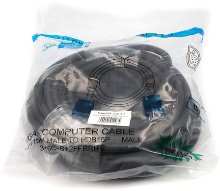 Купить Видео кабель PowerPlant VGA-VGA, 15m, Double ferrites (CA911035) в Украине
