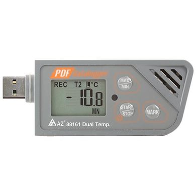 Купити Логер температури (USB, 2 канали, з виносним зондом) AZ-88161 в Україні
