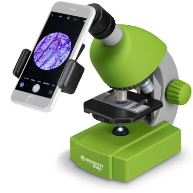 Купити Мікроскоп Bresser Junior 40x-640x Green з набором для дослідів і адаптером для смартфона (8851300B4K000) в Україні