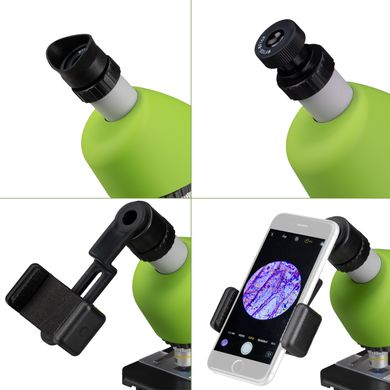 Купити Мікроскоп Bresser Junior 40x-640x Green з набором для дослідів і адаптером для смартфона (8851300B4K000) в Україні
