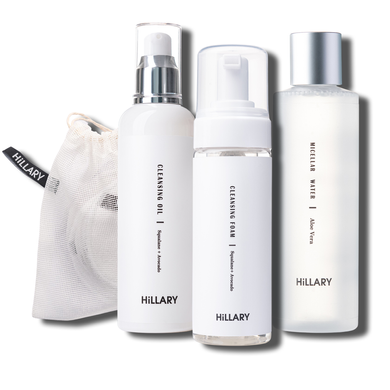 Купить Комплекс Очищение для сухой и чувствительной кожи + Многоразовые ЭКО диски для снятия макияжа Hillary в Украине