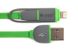 Кабель PowerPlant Quick Charge 2A 2-в-1 flat USB 2.0 AM - Lightning/Micro 2м green CA910502
