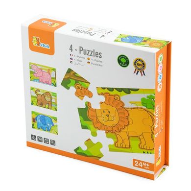 Купить Деревянный пазл Viga Toys Джунгли 4 в 1, 48 эл. (50068) в Украине