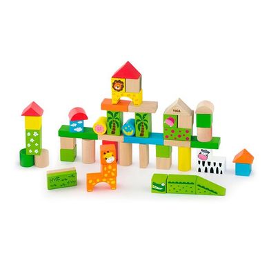 Купить Деревянные кубики Viga Toys Зоопарк 50 шт. (50286) в Украине