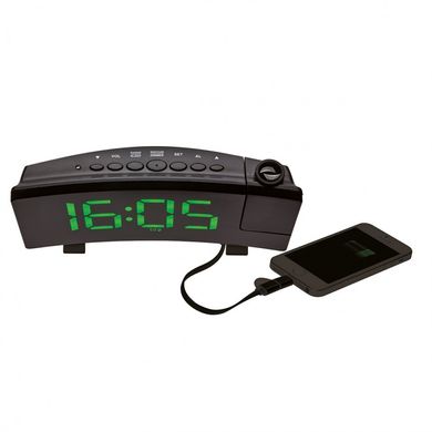 Купить Часы проекционные с FM-радио и USB TFA 60501504, зелёные LED цифры в Украине