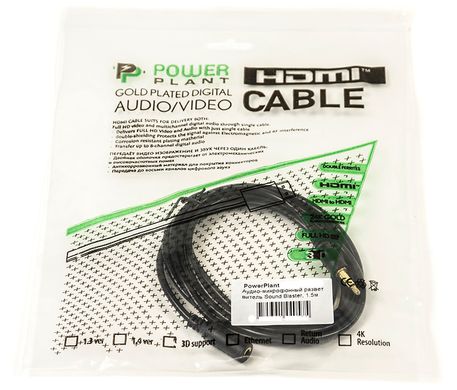 Купить Аудио кабель PowerPlant 3.5mm M-F 1.5м (CA910823) в Украине