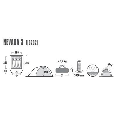 Купить Палатка трехместная High Peak Nevada 3 Dark Grey/Red (10202) в Украине