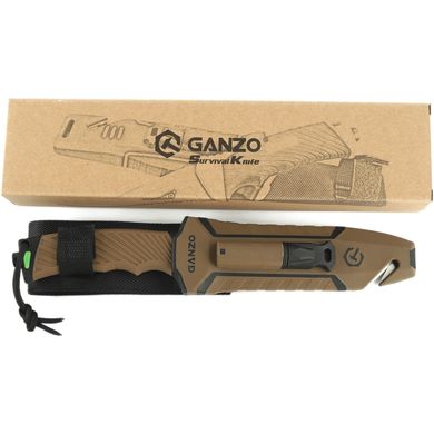 Купити Ніж Ganzo G8012V2-DY коричневий (G8012V2-DY) з паракордом в Україні