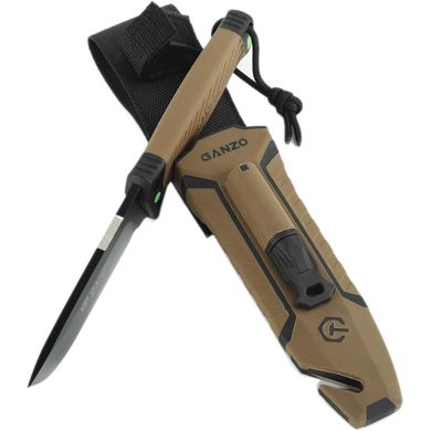 Купить Нож Ganzo G8012V2-DY коричневый (G8012V2-DY) с паракордом в Украине
