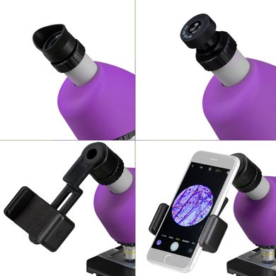 Купити Мікроскоп Bresser Junior 40x-640x Purple з набором для дослідів і адаптером для смартфона (8851300GSF000) в Україні