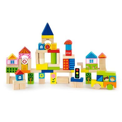 Купить Деревянные кубики Viga Toys Город, 75 шт., 3 см (50287) в Украине