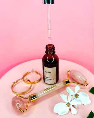 Купить Массажный набор Гуаша для лица из розового кварца + Гиалуроновая сыворотка Smart в Украине