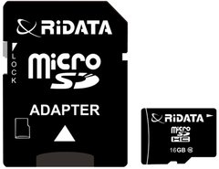 Купити Карта пам'яті RiDATA microSDHC 16GB Class 10 + SD адаптер (FF953659) в Україні