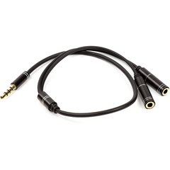 Купити Аудіо кабель PowerPlant 3.5 мм (M) - 2x3.5 мм (F), 4 pin, 0.2 м (CA913206) в Україні